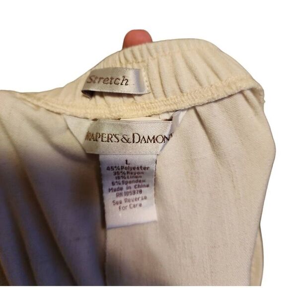 Vintage Linen Drapers and Damon's Women's White Stretchy Pants stretch sz L Beac - Picture 5 of 5
